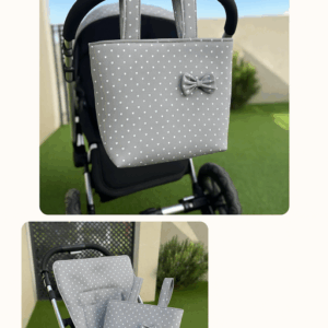 Colchoneta carrito universal más bolso color gris lunar blanco