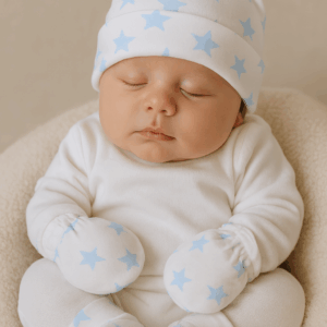 Pack gorro manoplas patucos duffy estrellas