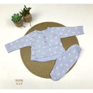 Conjunto camiseta polaina azul dibujos leones desde 0 hasta 3 meses