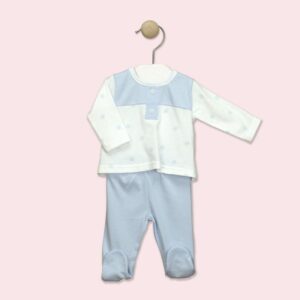 Conjunto camiseta polaina azul y blanco desde 0 hasta 3 meses