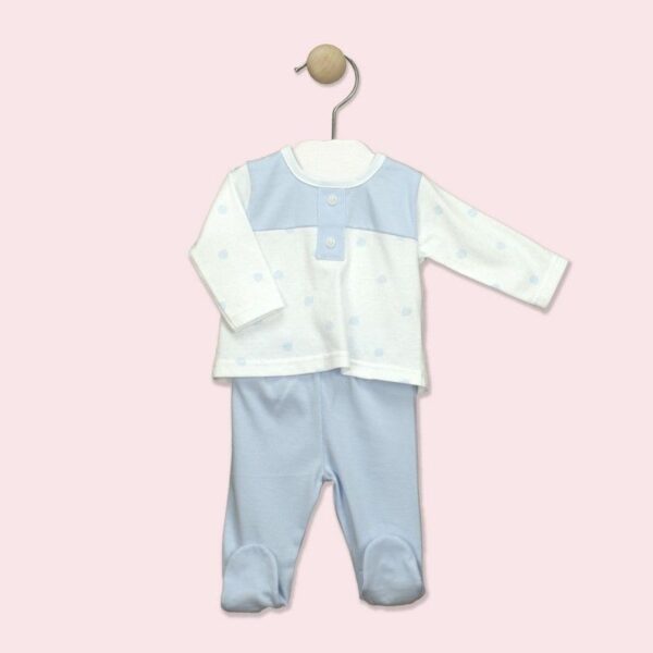 Conjunto camiseta polaina azul y blanco desde 0 hasta 3 meses