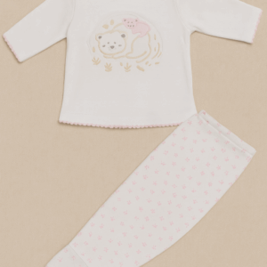 Conjunto camiseta y polaina rosa y blanca desde 0 hasta 3 meses