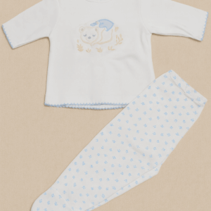 Conjunto camiseta y polaina azul y blanca desde 0 hasta 3 meses