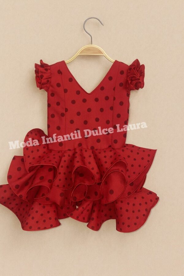 Vestido flamenca rojo lunares marisol desde 8 hasta 10 años