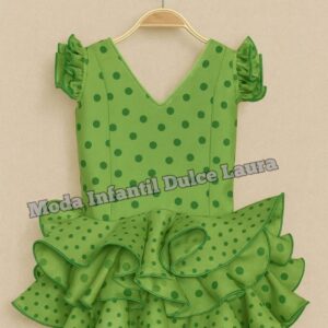 Vestido flamenca verde lunares marisol desde 8 hasta 10 años