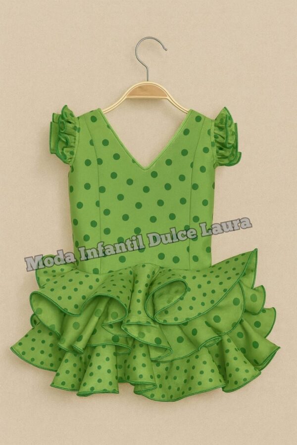 Vestido flamenca verde lunares Marisol Romero desde 0 hasta 6 años