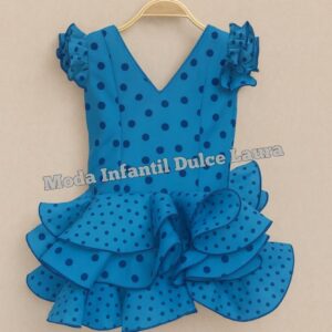 Vestido flamenca azul lunares marisol desde 8 hasta 10 años