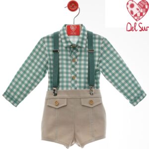 Conjunto camisa pantalón tirante familia botones desde 6 meses hasta 48 meses