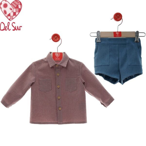 Conjunto camisa cuadros y pantalón familia maniqui desde 12 meses hasta 48 mese