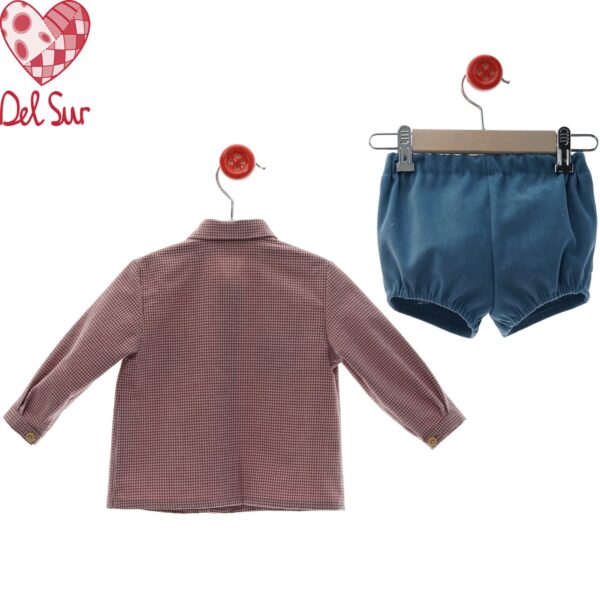 Conjunto camisa cuadros y pantalón familia maniqui desde 12 meses hasta 48 mese - Imagen 2