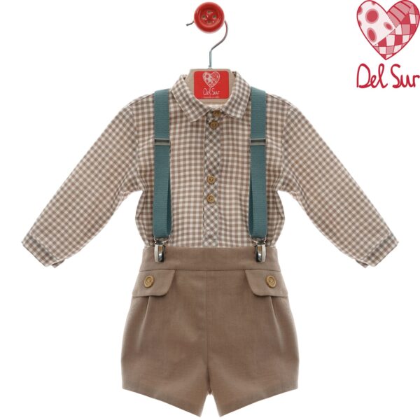 Conjunto camisa pantalón tirante familia purpurina desde 12 meses hasta 48 meses