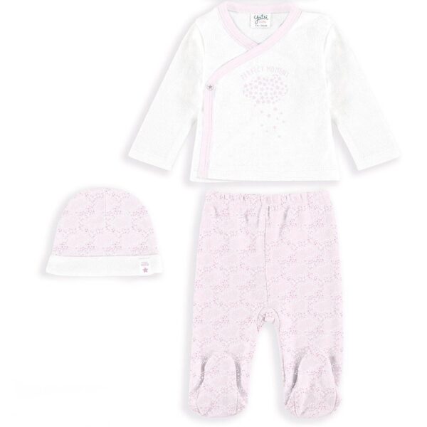 Conjunto algodón 3 piezas polaina camiseta y gorro desde 0 hasta 3 meses