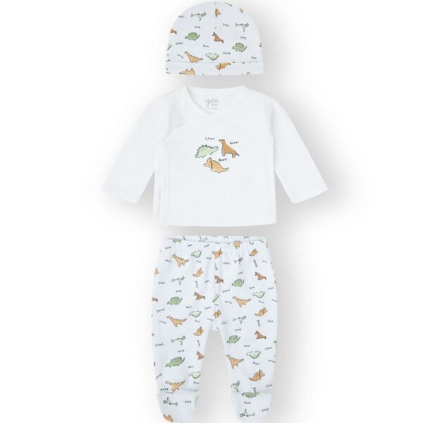 Conjunto algodón 3 piezas polaina camiseta y gorro desde 0 hasta 3 meses