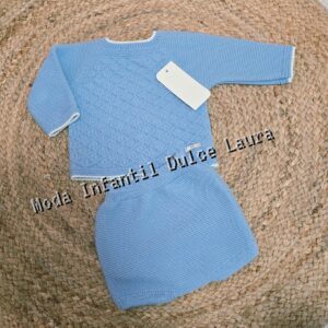 Conjunto lana jersey ranita azul desde 1 mes hasta 24 meses C9106