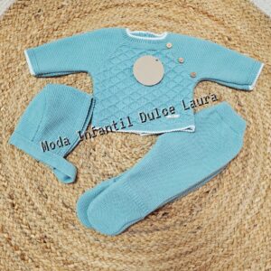 Conjunto 3 piezas lana verde desde 00 hasta 6 meses C9002