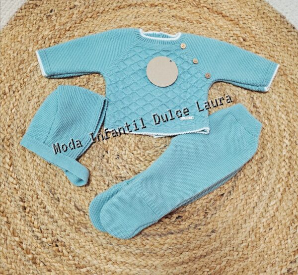 Conjunto 3 piezas lana verde desde 00 hasta 6 meses C9002