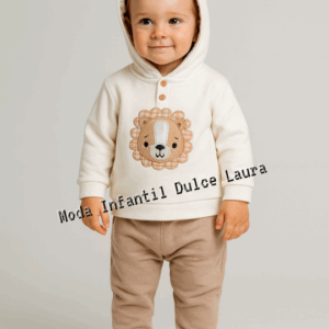 Conjunto sudadera gorro pantalón largo león desde 6 meses hasta 48 meses