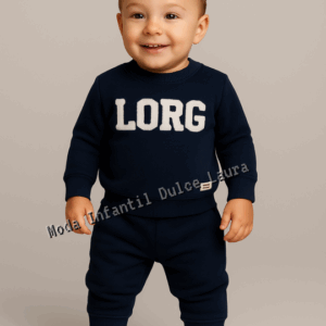 Conjunto sudadera pantalón ELE.O azul marino desde 6 meses hasta 3 años