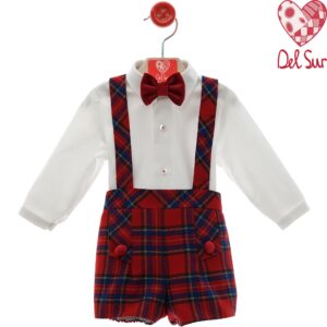 Conjunto con tirantes y pajarita familia dedal 6 meses a 48 meses