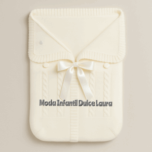Saco lana beige lazo pompon