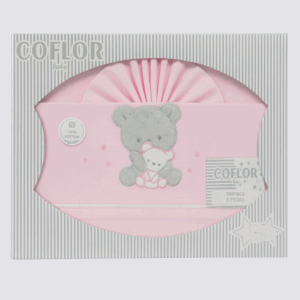 Sabana algodón coche blanca y rosa osito