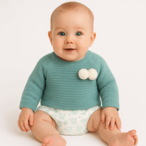 Conjunto jersey verde pompón ranita estampada desde 1 mes hasta 24 meses C9107