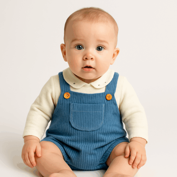Peto pana azul y jersey cuello bebe desde 1 mes hasta 18 meses T9405