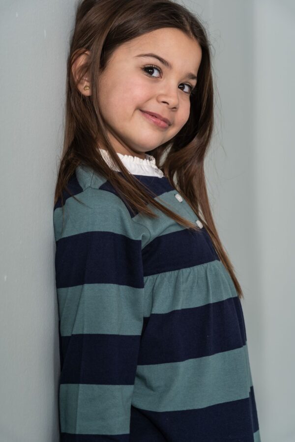 Polo niña rayas azul marino y verde  ELE.O desde 3 años hasta 10 años 221110602 - Imagen 2