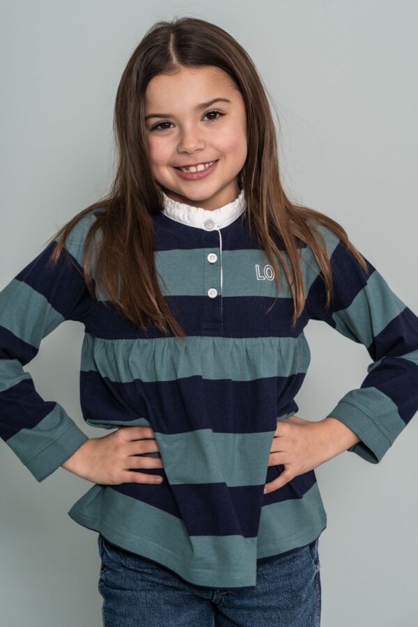 Polo niña rayas azul marino y verde  ELE.O desde 3 años hasta 10 años 221110602 - Imagen 3
