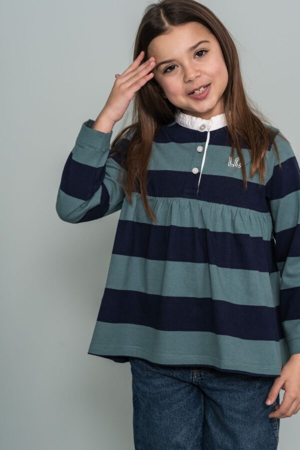 Polo niña rayas azul marino y verde  ELE.O desde 3 años hasta 10 años 221110602