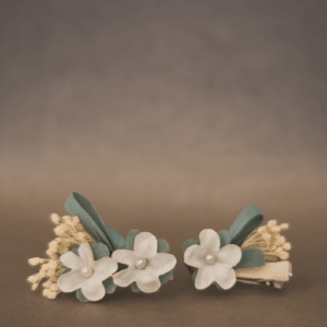 Pack 2 pinzas flor ceremonia verde 93369