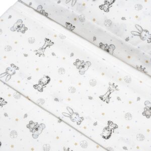 Sabana coche coralina animales blanca y puntitos celestes interbaby