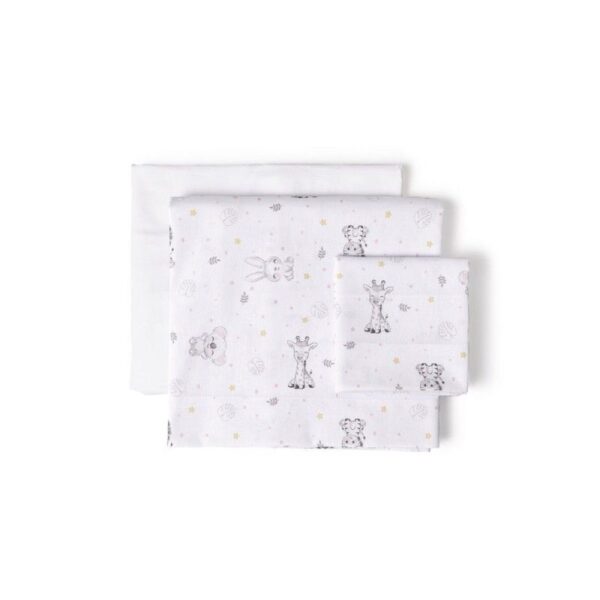 Sabana coche coralina animales blanca y puntitos rosa interbaby