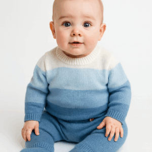 Conjunto lana jersey con polaina rayas azules ls ormiga desde 0 hasta 18 meses 187701401