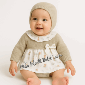 Vestido bambula ositos con capota desde 0 meses hasta 12 meses