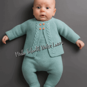 Conjunto rebeca polaina lana verde desde 00 hasta 6 meses
