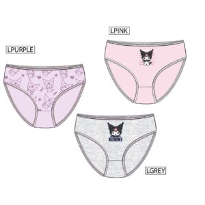 Pack 3 braguitas kuromi desde 2 hasta 8 años