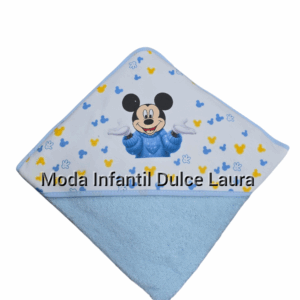 Capa de baño Mickey azul 100x100 algodón