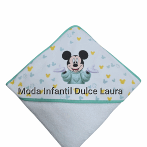 Capa de baño Mickey verde 100x100 algodón