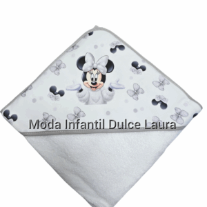 Capa de baño Minnie gris 100x100 algodón