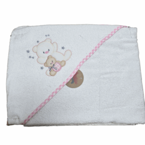 Capa de baño 1 metro x 1 metro osito blanca y azul