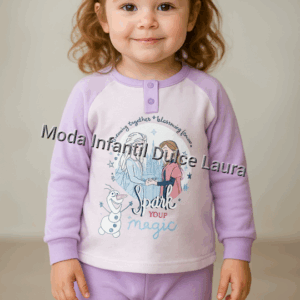 Pijama algodón Frozen lila desde 3 hasta 8 años