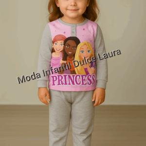 Pijama algodón princesas rosa y gris desde 3 hasta 8 años HW2064