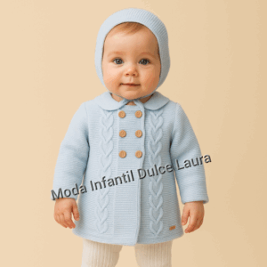 Abrigo lana azul más capota A5601 1 mes hasta 24 meses