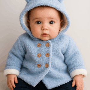 Chaqueta borreguito azul con gorro T7000 desde 1 mes hasta 24 meses