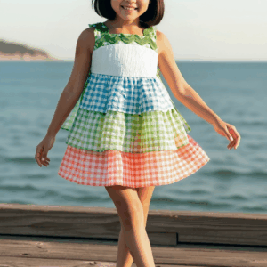 Vestido tricolor fluor familia Catanzaro desde 1 año hasta 12 años ver0552