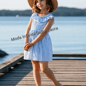 Vestido rayas azules familia verona desde 1 año hasta 12 años ver0554