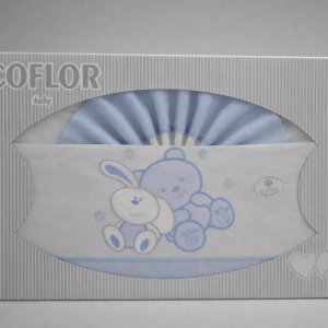 Sabana algodón minicuna blanca y azul