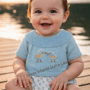 Conjunto ranita hilo pollitos verde y blanco desde 0 hasta 24 meses c1319