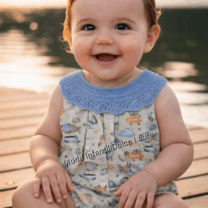 Pelele tela e hilo estampado dinosaurios color azul eléctrico desde 0 hasta 12 meses p1315